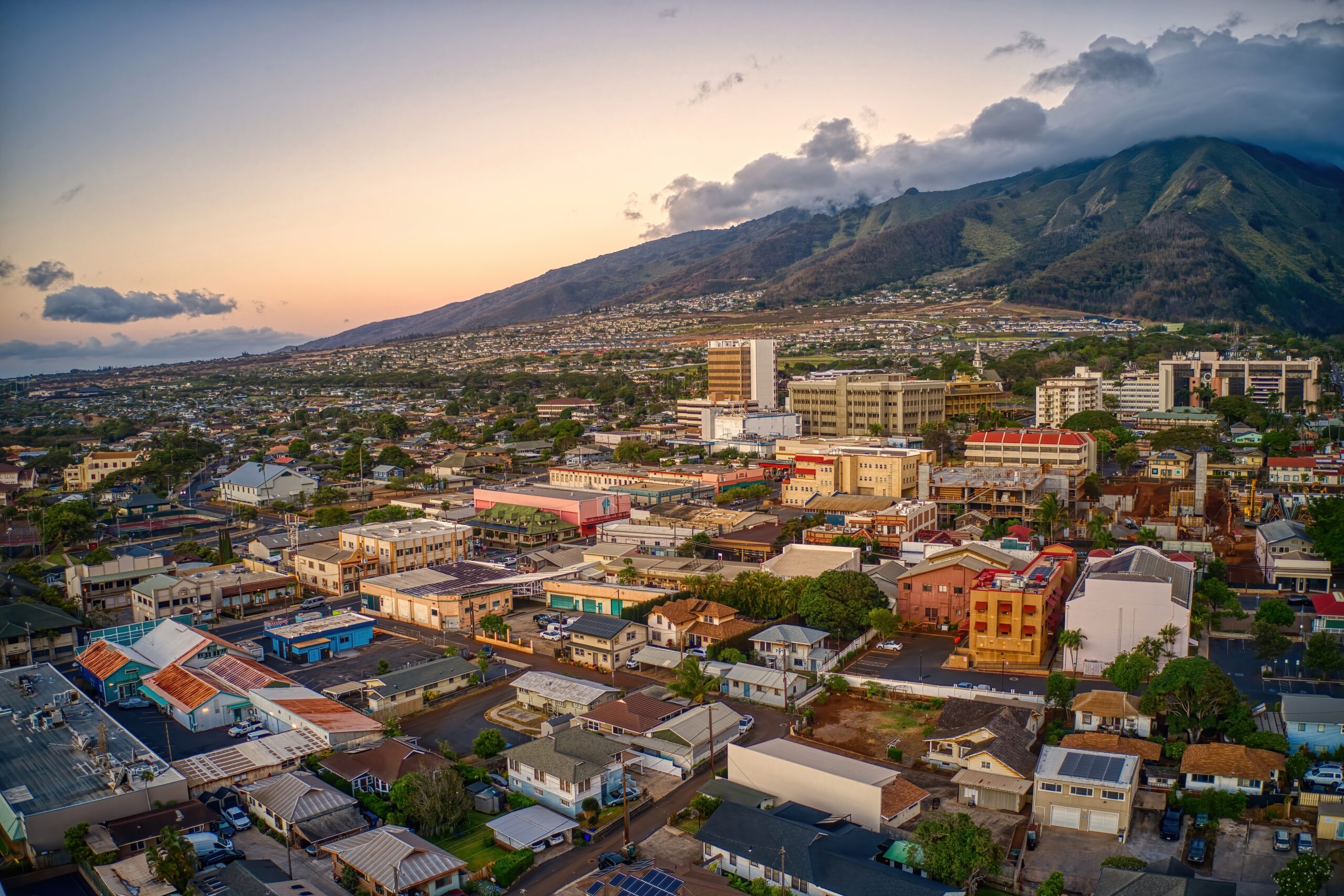 Aerial,View,Of,The,City,Of,Wailuku,On,The,Island